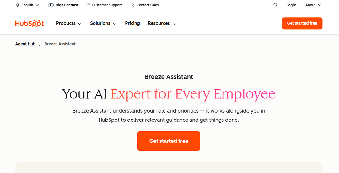 HubSpot's Breeze product page, part of the same suite as Breeze Intelligence