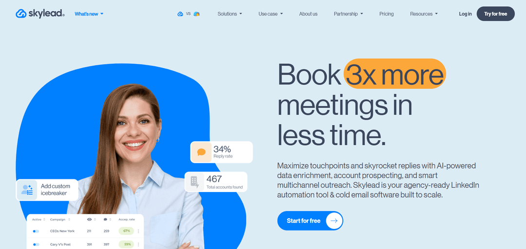 Skylead advertising a single plan with every feature switched on