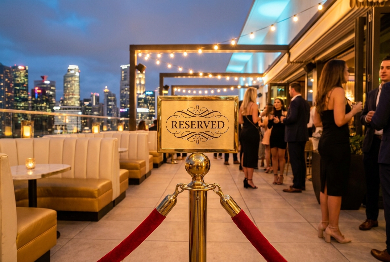 Reserved VIP velvet rope at FWD's open-air nightclub