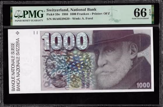 1000 Franken 1988, kavel 2212 uit Papiergeldveiling 1 van Schulman