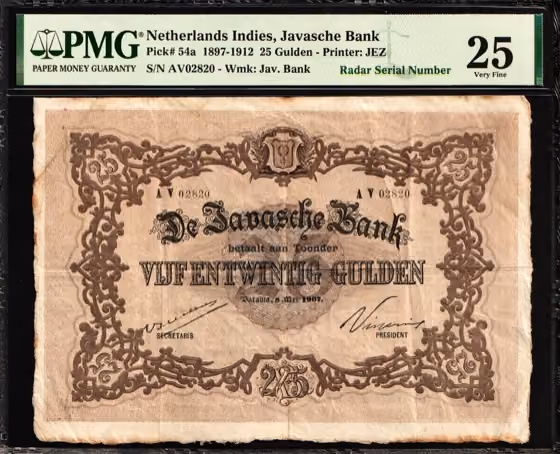 25 Gulden type 1895-1921 (ornamental edge), kavel 198 uit Papiergeldveiling 4 van Schulman