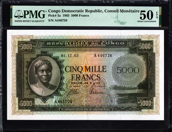 5000 Francs 1963, kavel 51 uit Papiergeldveiling 5 van Schulman