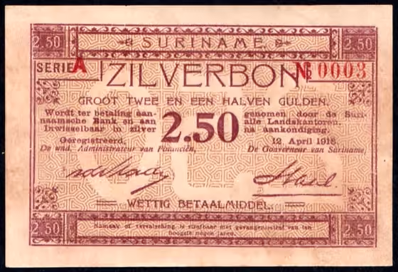 2,50 Gulden Zilverbon 1918, lot 806 from Schulman Papiergeldveiling 8