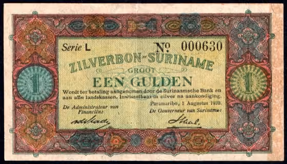 1 Gulden Zilverbon 1920, lot 808 from Schulman Papiergeldveiling 8