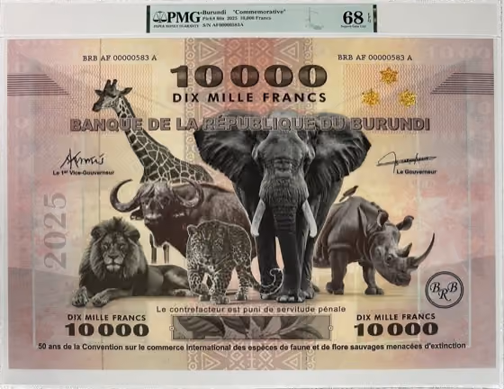 10,000 Francs 2025, lot 520 from Schulman Papiergeldveiling 8