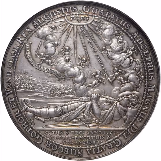MEDAL - FUNERAL OF GUSTAV II ADOLF IN STOCKHOLM by S. Dadler. 1634, kavel 1161 uit Veiling 384 van Schulman