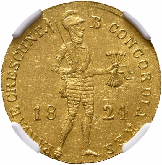 Gouden dukaat 1824, kavel 587 uit Veiling 383 van Schulman