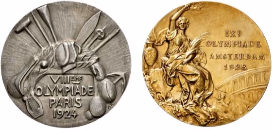 Olympic Medal (2) Awarded to Kaarlo Makinen 1924, kavel 794 uit Veiling 379 van Schulman