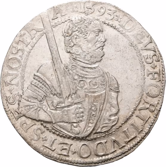 Gehelmde rijksdaalder of prinsendaalder 1593, kavel 1558 uit Veiling 371 van Schulman
