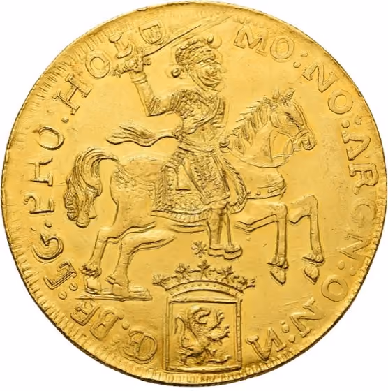 Dubbele Dukaton of zilveren rijder in goud geslagen 1759, lot 754 from Schulman Veiling 367