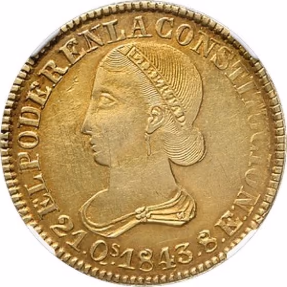 8 Escudos 1843, kavel 848 uit Veiling 352 van Schulman