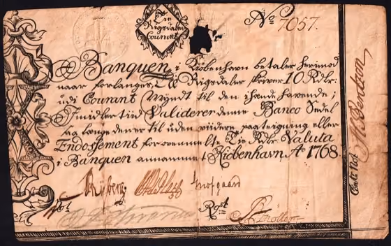 10 Rigsdaler Courant 1768, kavel 44 uit Papiergeldveiling 3 van Schulman