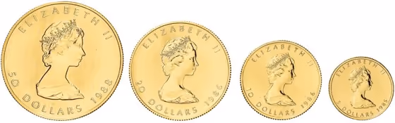 Maple Leaf gold set (4) 1952, kavel 1045 uit E - Veiling 8 van Schulman