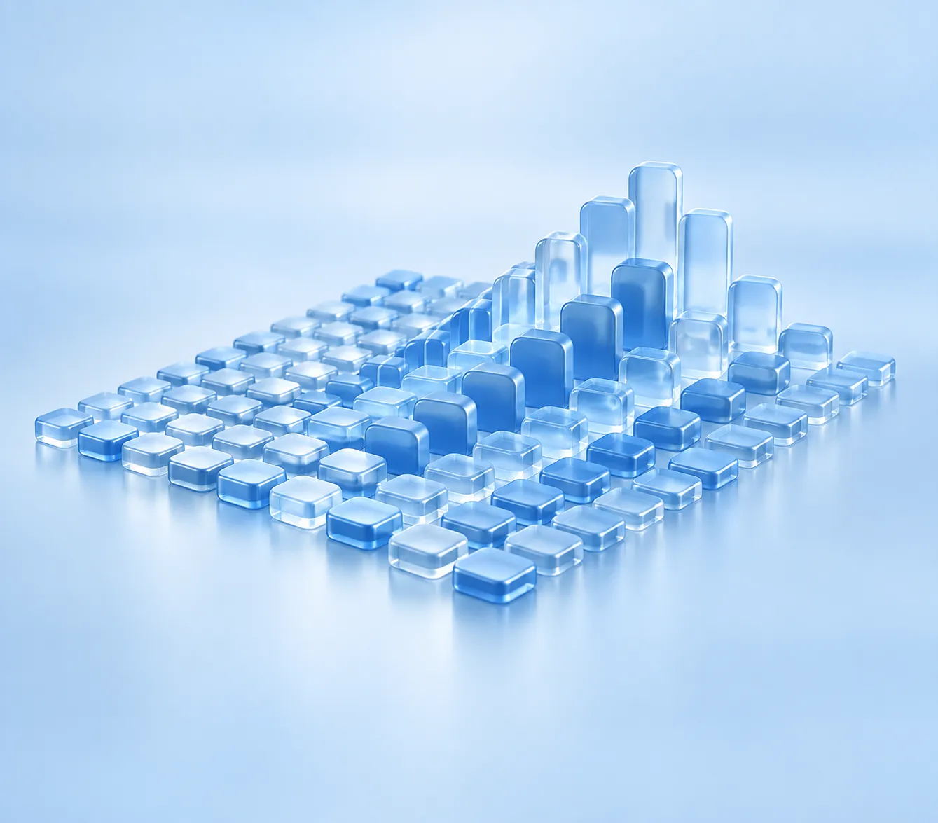 Blue sculptural illustration for Statistics & Data Services