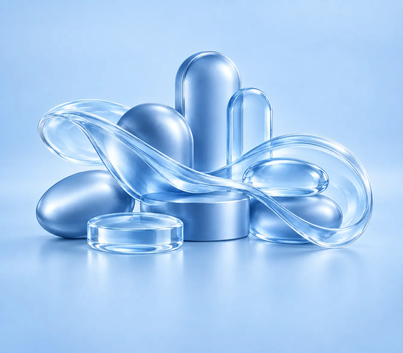 Blue sculptural illustration for Food, Beverages & Retail