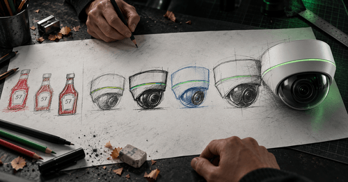 Security camera sketches and a real camera