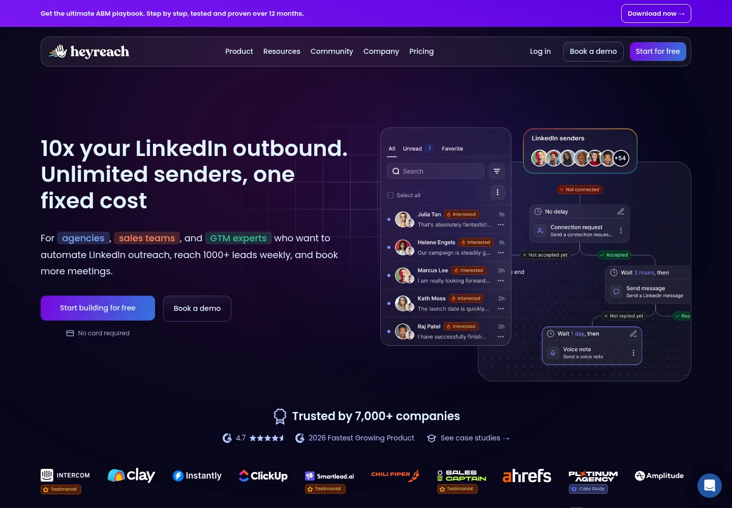 HeyReach official website preview