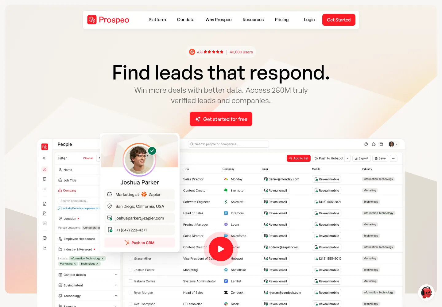 Prospeo official website preview