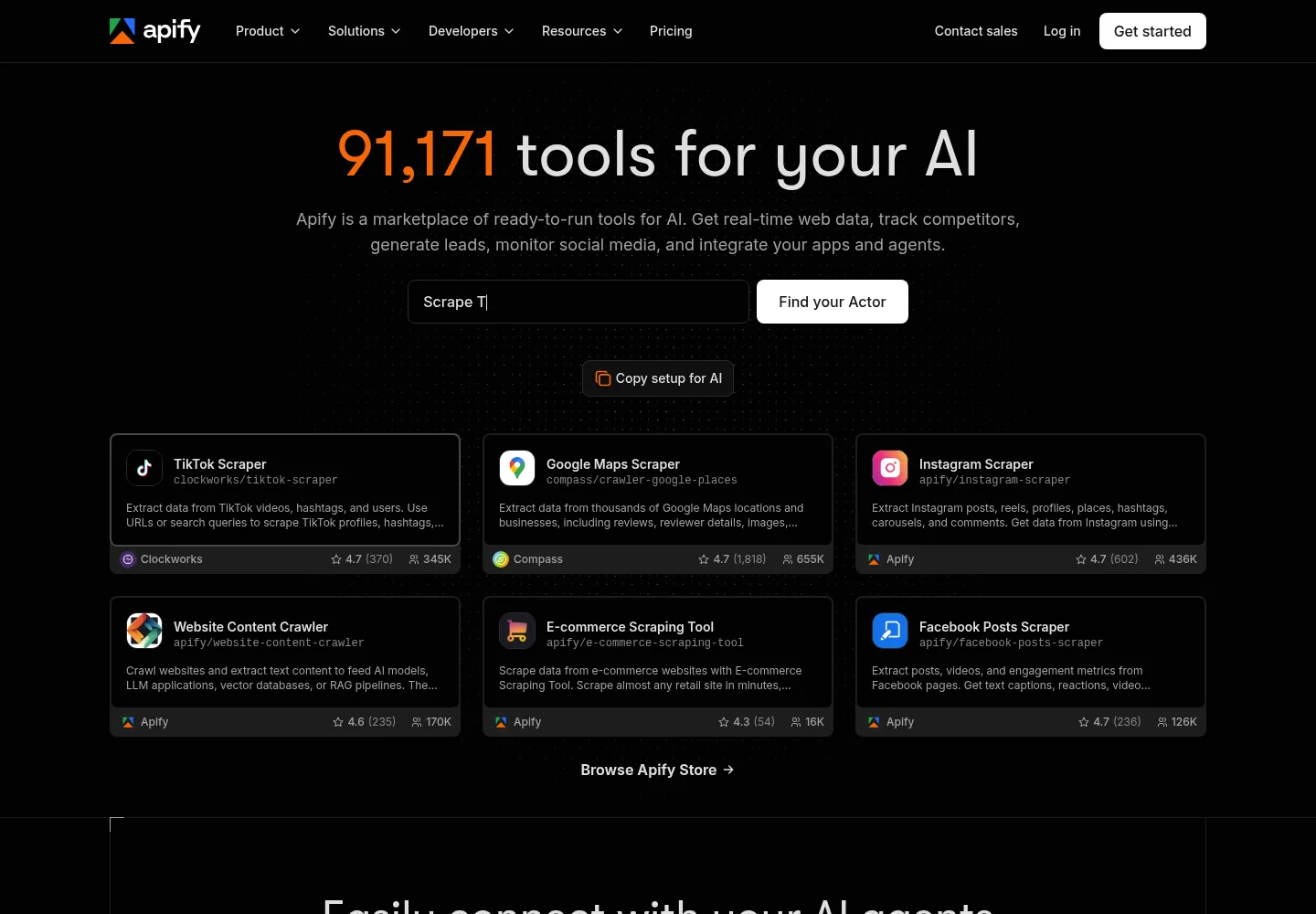 Apify official website preview