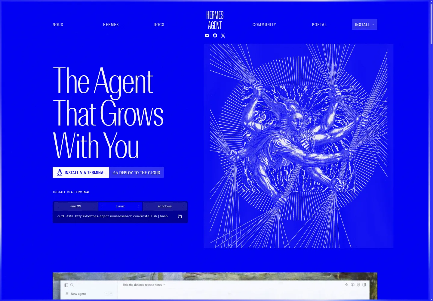 Hermes Agent official website preview