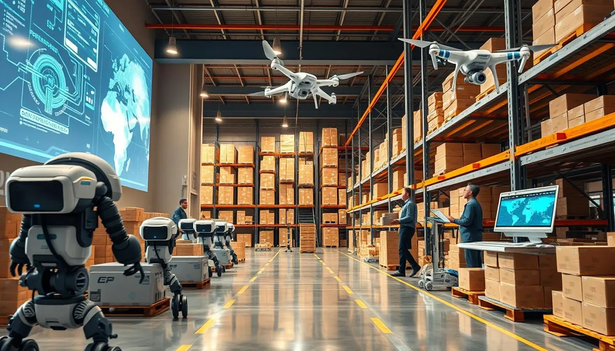 Technologies avancées dans un entrepôt moderne avec WMS