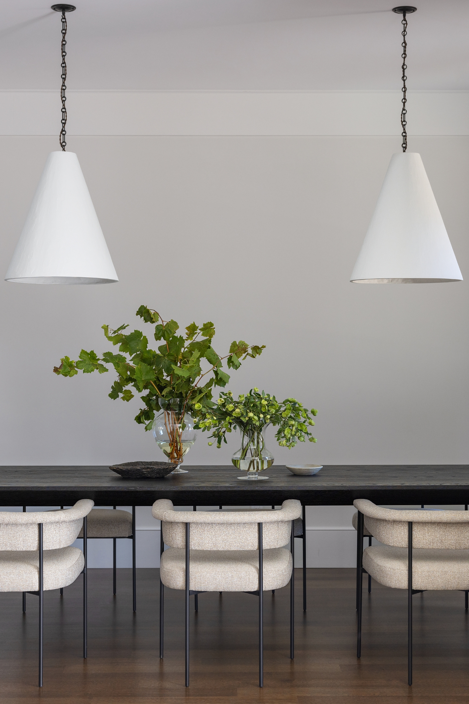 Westward Atelier interior, dining room pendant lights