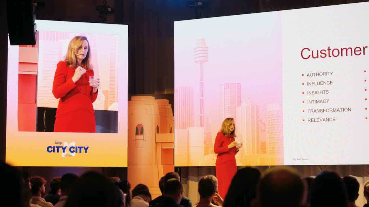 Naomi Simson keynote speaker on stage
