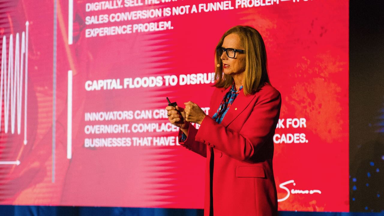 Naomi Simson keynoting the Tungsten Automation Summit at Ilumina, Sydney, May 2026