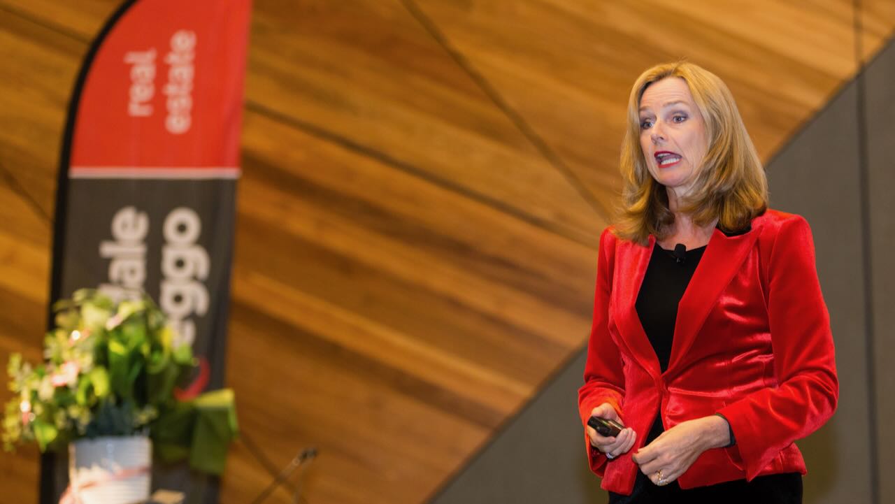 Naomi Simson speaking at the Stockdale and Leggo national kick-off, Melbourne, February 2017