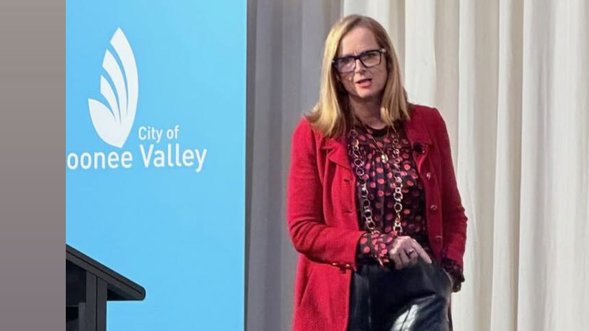 Naomi Simson speaking at the Moonee Valley City Council Women in Business Luncheon, June 2026