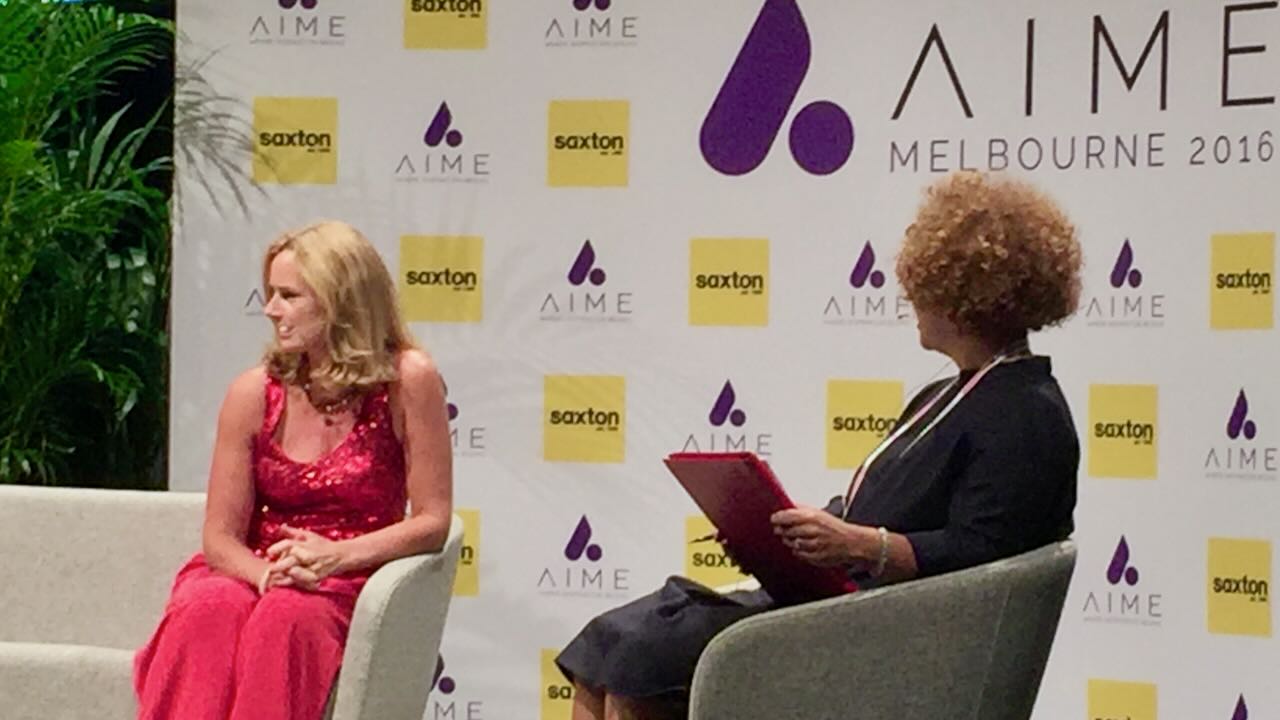 Naomi Simson in conversation on stage at AIME Melbourne, 2016