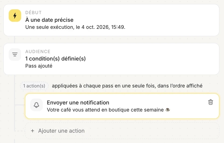 Automatisation dans le back-office : notification envoyée en boutique