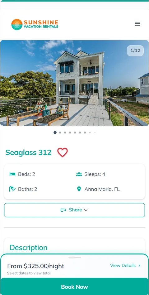 RNS-hosted website property detail page on mobile