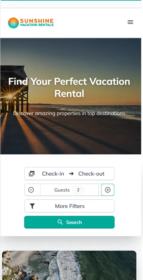 RNS-hosted website homepage on mobile