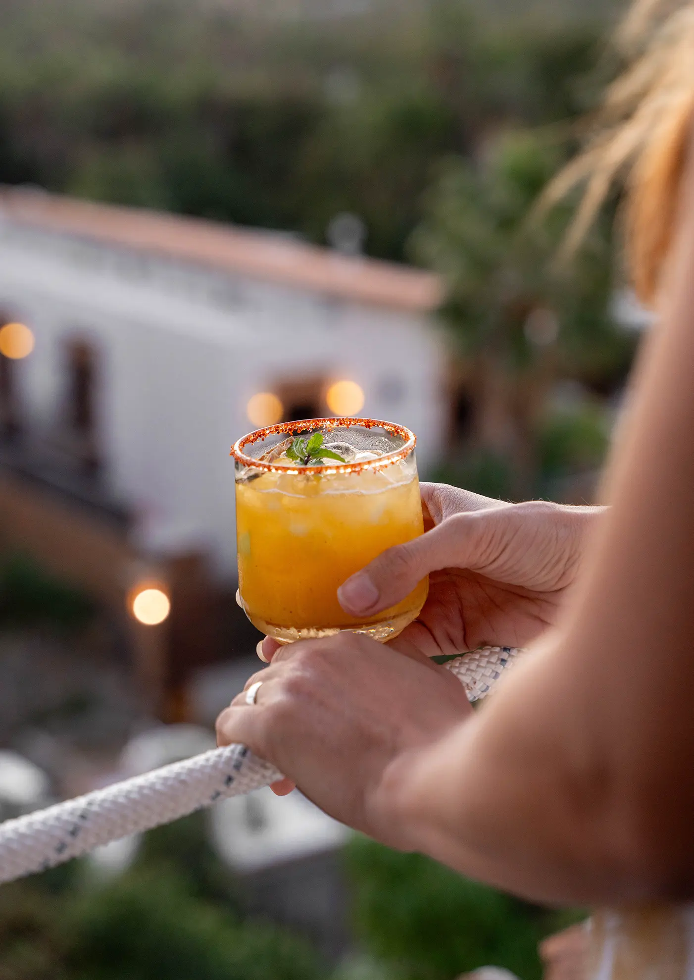 Cocktail at La Terraza overlooking downtown Todos Santos