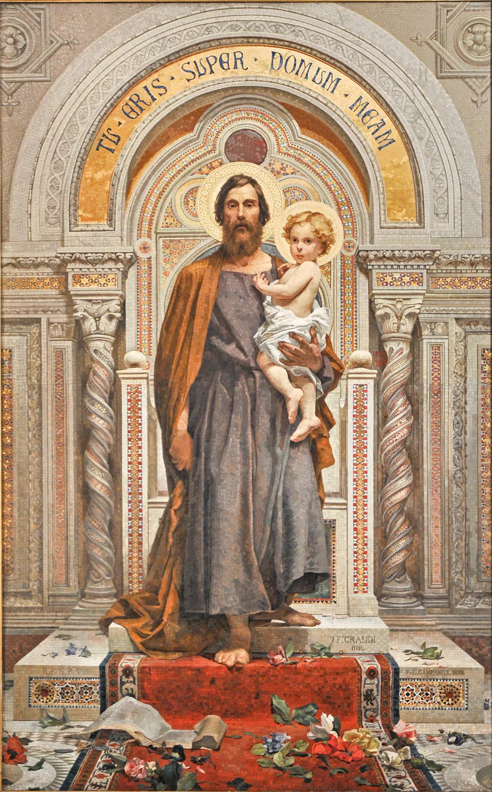 1892 mosaic of St. Joseph carrying the Child Jesus by Francesco Grandi, St. Peter's Basilica