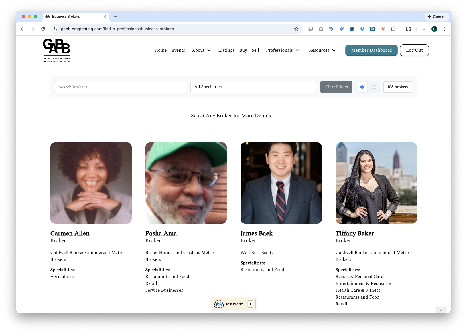 Business Brokers Card View