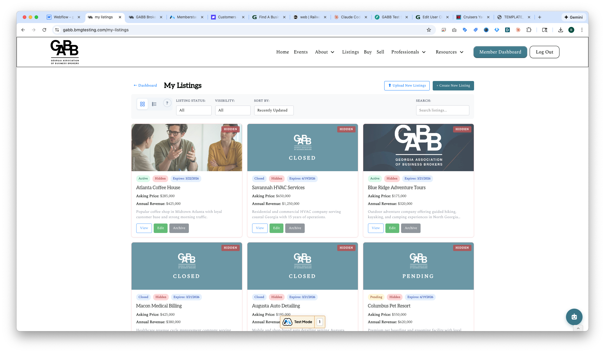 My Listings Card View