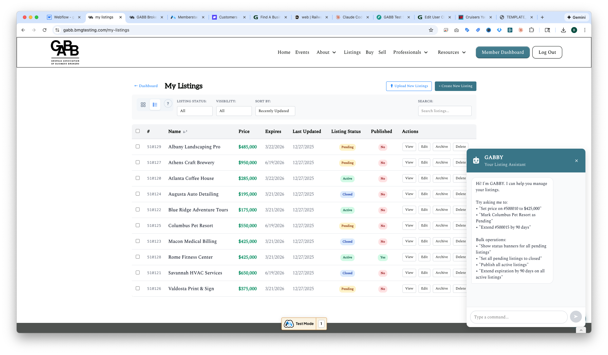 GABBY Welcome Screen