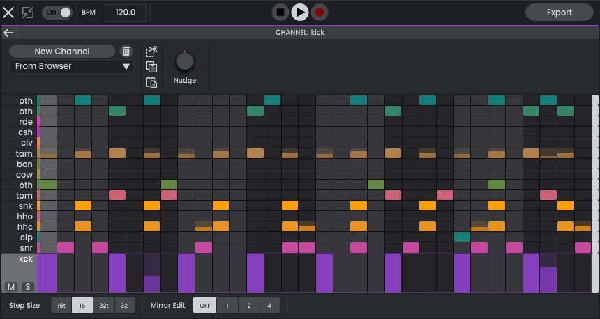 Algonaut Atlas 2 drum sequencer for programming beats and editing velocity