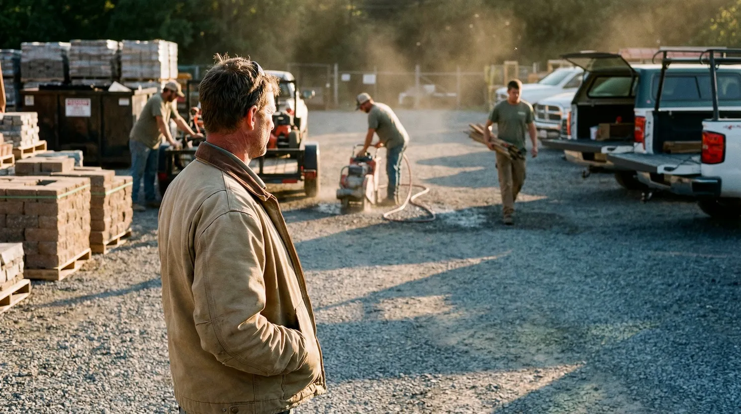 Foreman overseeing crew at the supply yard