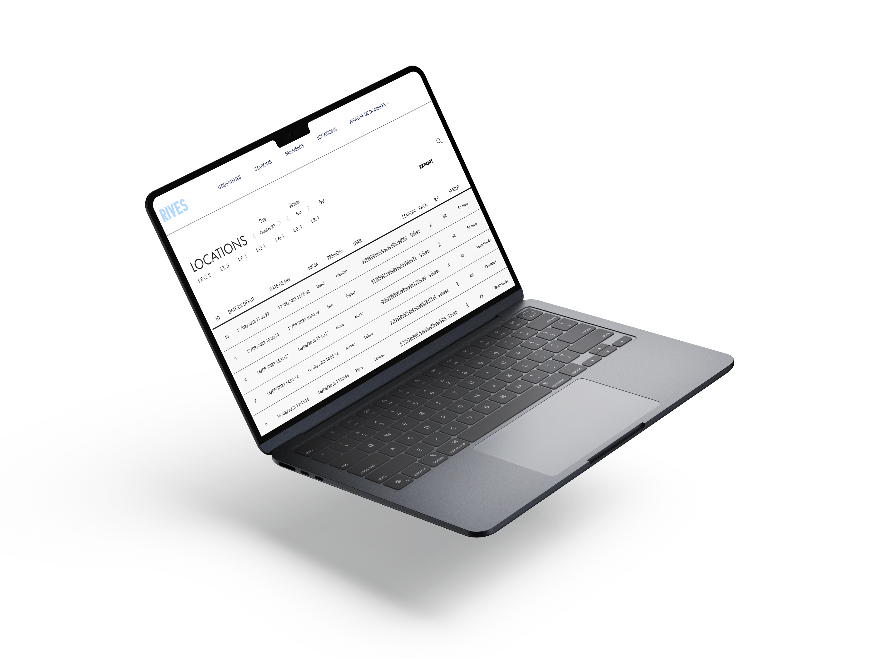 Back-office RIVES présenté sur ordinateur portable