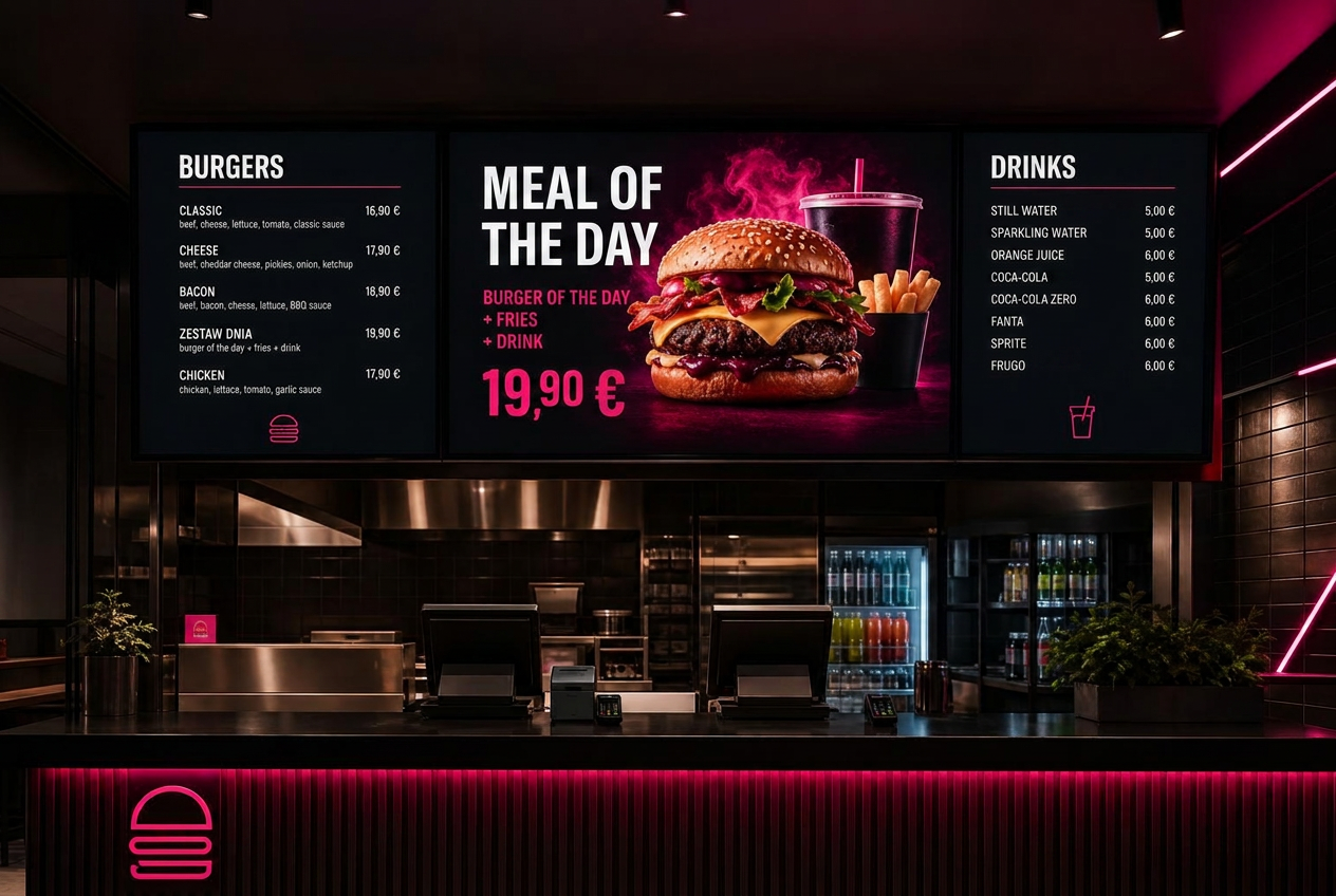 Menuboardy QSR i petrol gastro