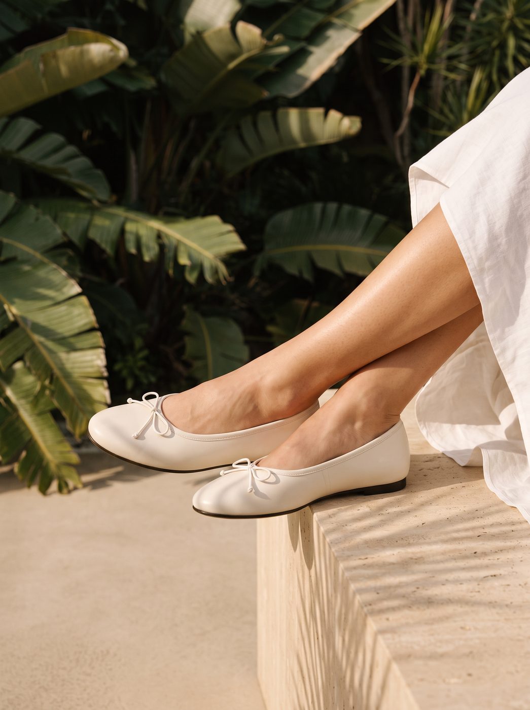 Campaña: bailarinas blancas con vestido de lino