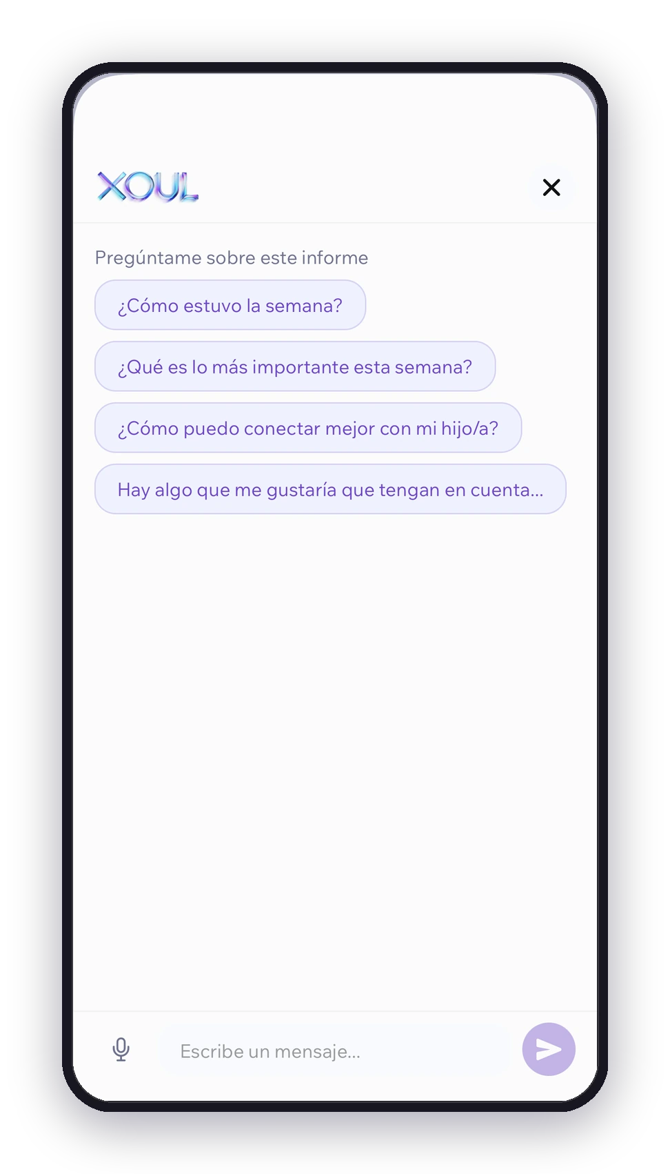Chat con Xoul en la app