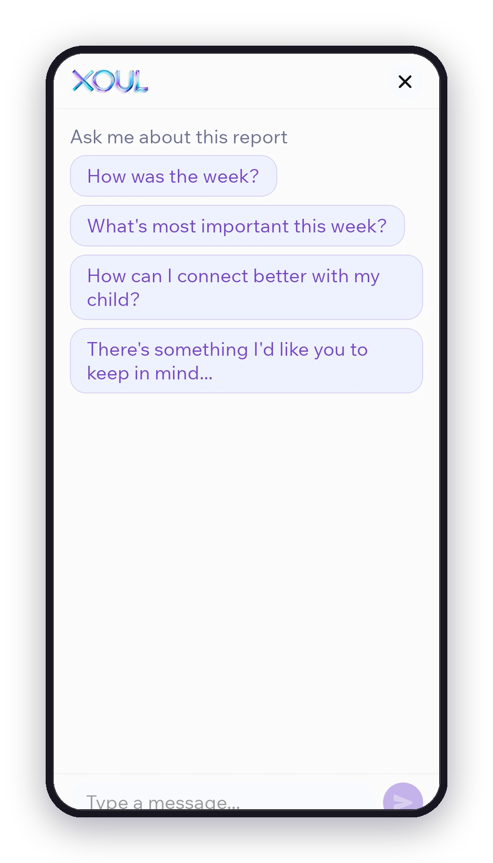 Chat with Xoul in the app