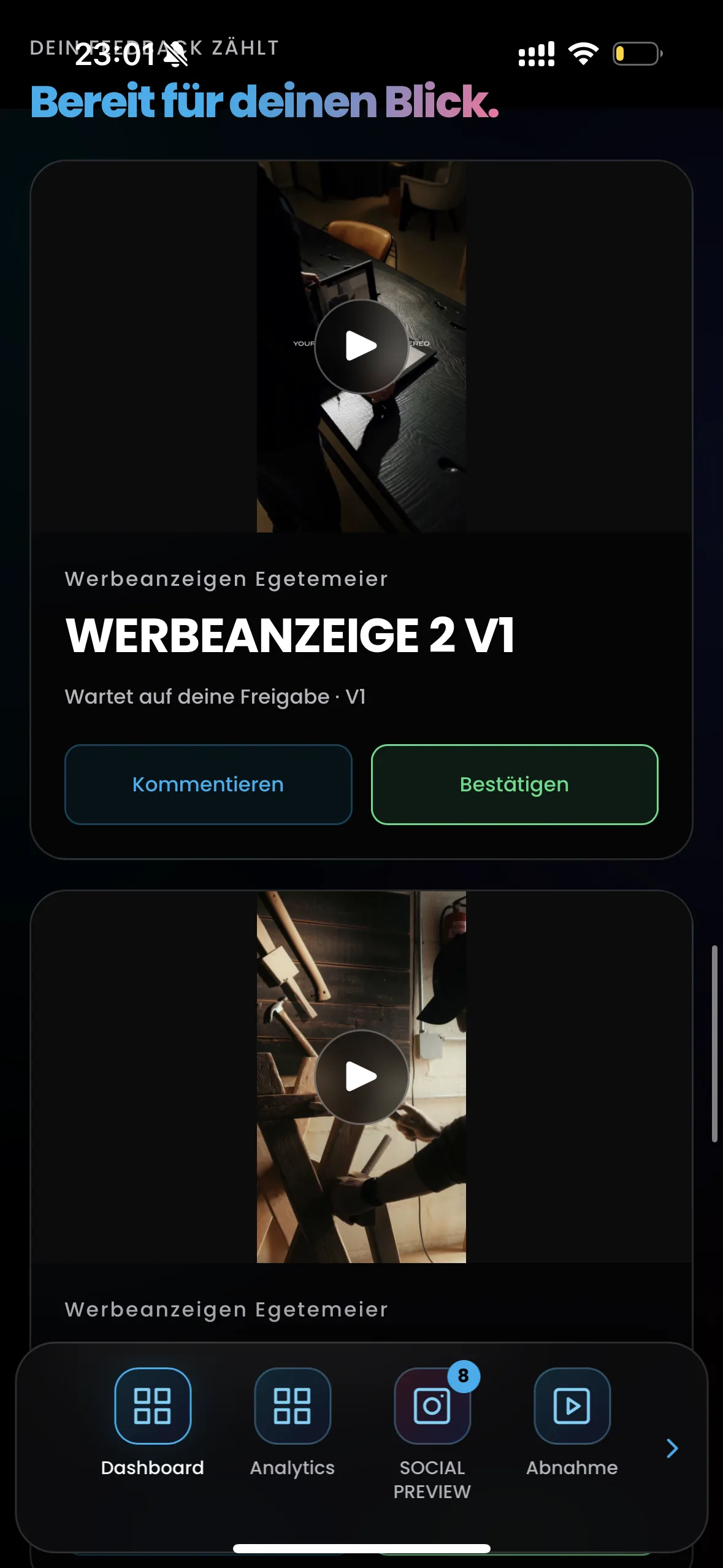 Filme direkt kommentieren und freigeben in der OHA-App