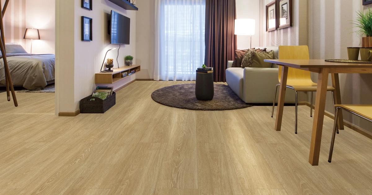 Infinity flooring in a warm contemporary interior