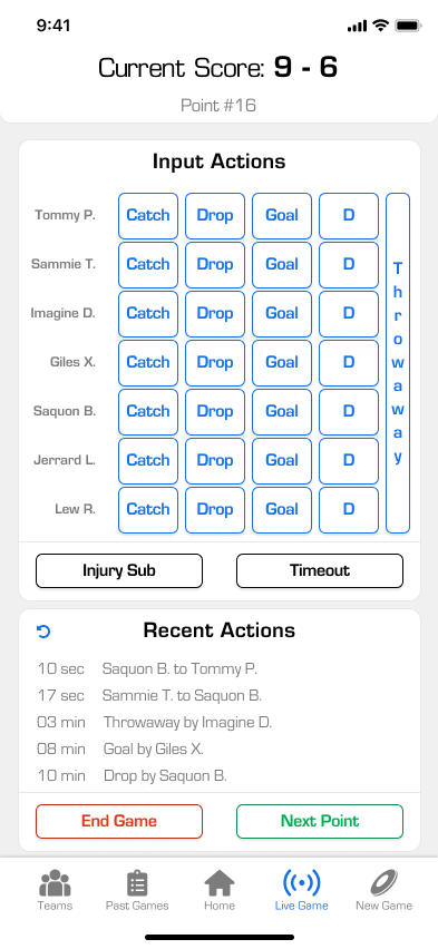 Ultimate Statsheet live stat entry interface