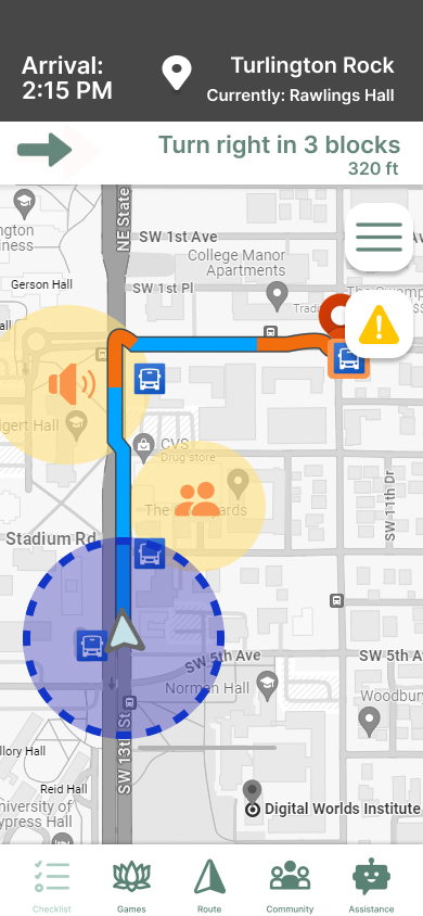 Tranquil Travels sensory map and navigation interface